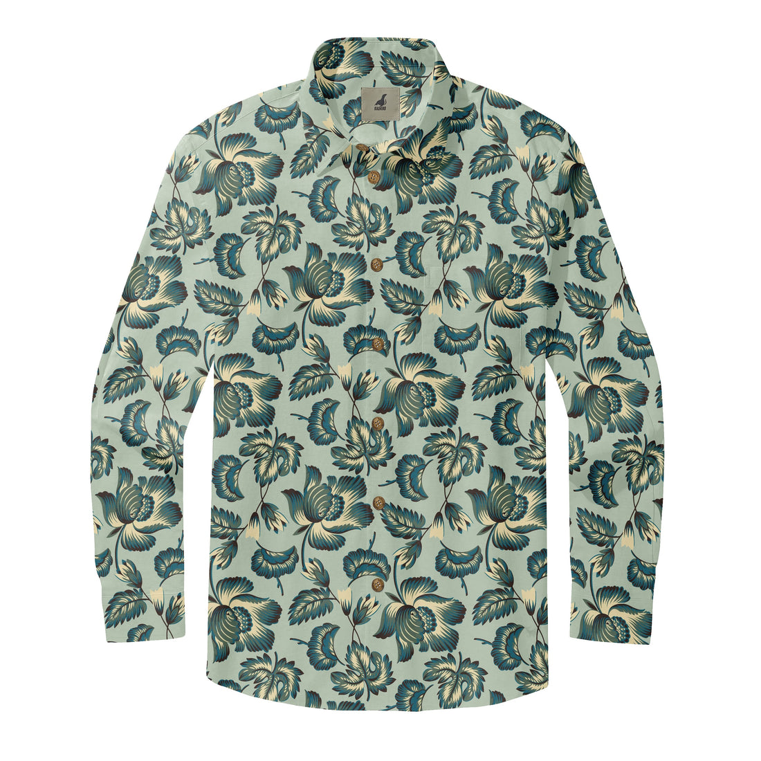 Teal Mirage Bloom Long Sleeve Shirts
