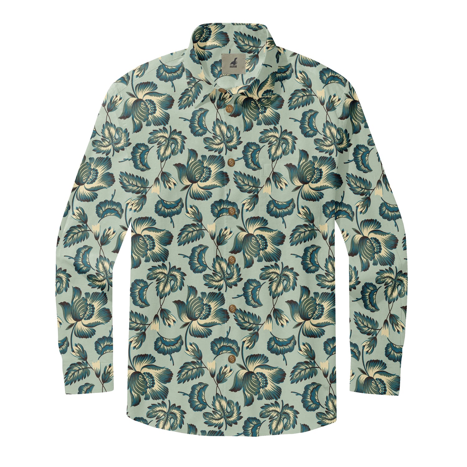 Teal Mirage Bloom Long Sleeve Shirts