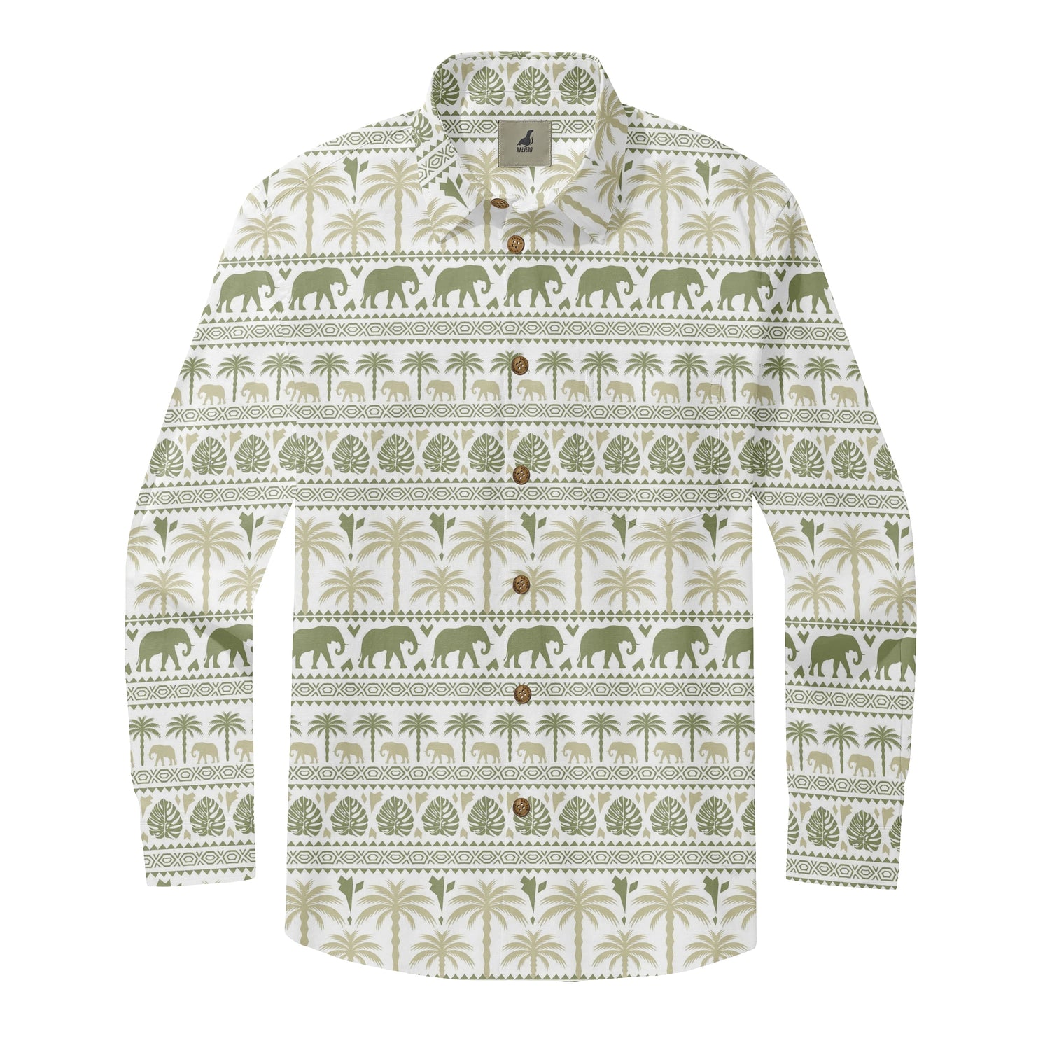 Tribal Palm Aloha Long Sleeve Shirts