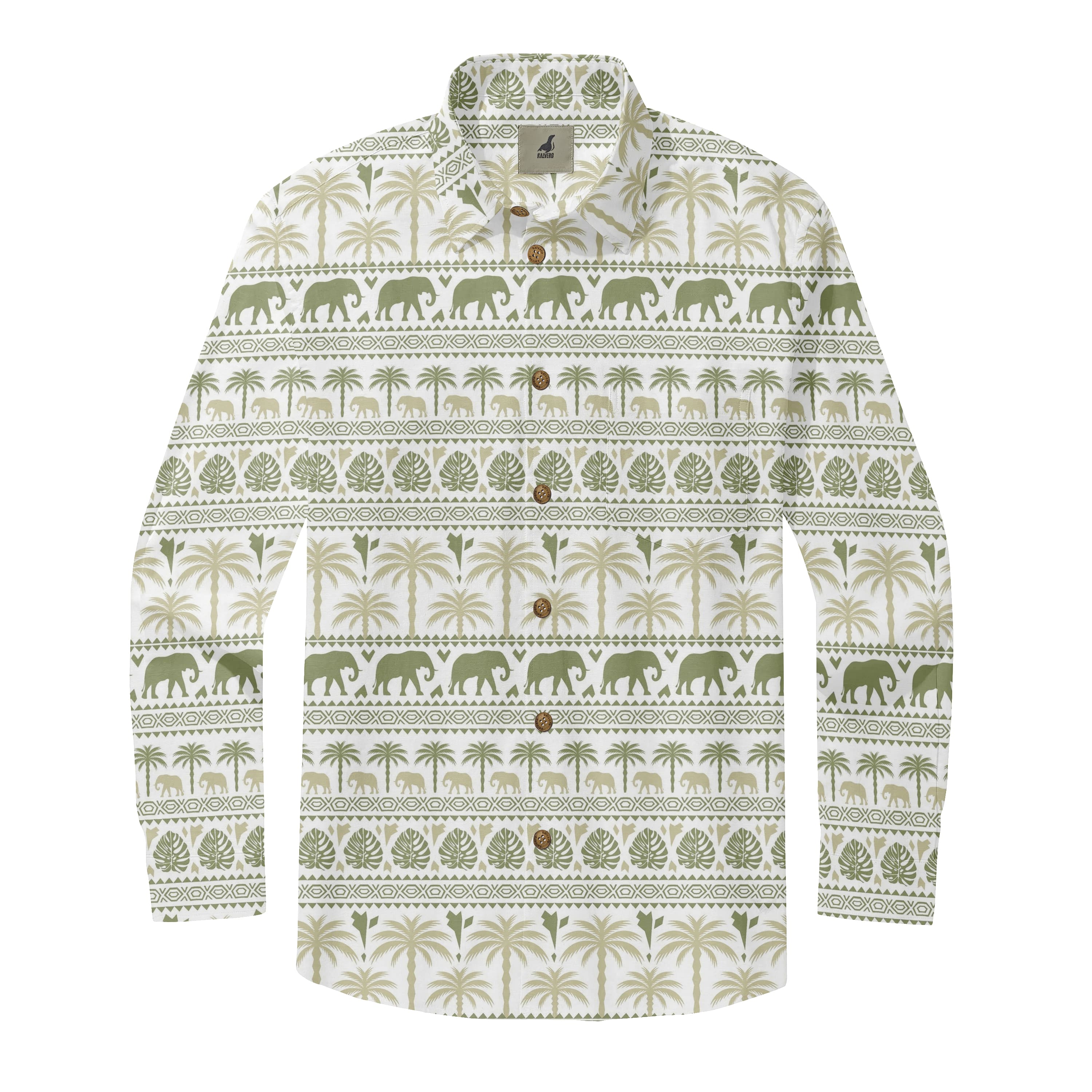 Tribal Palm Aloha Long Sleeve Shirts