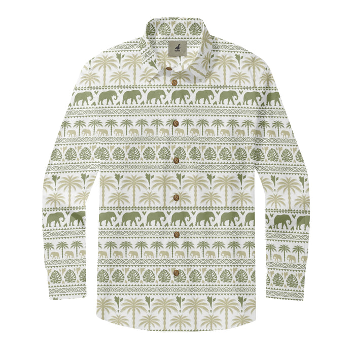 Tribal Palm Aloha Long Sleeve Shirts
