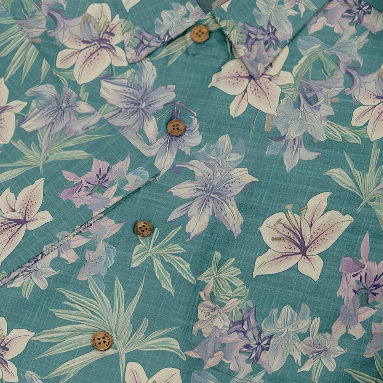 Nature-inspired floral design shirt in calming pastel hues.