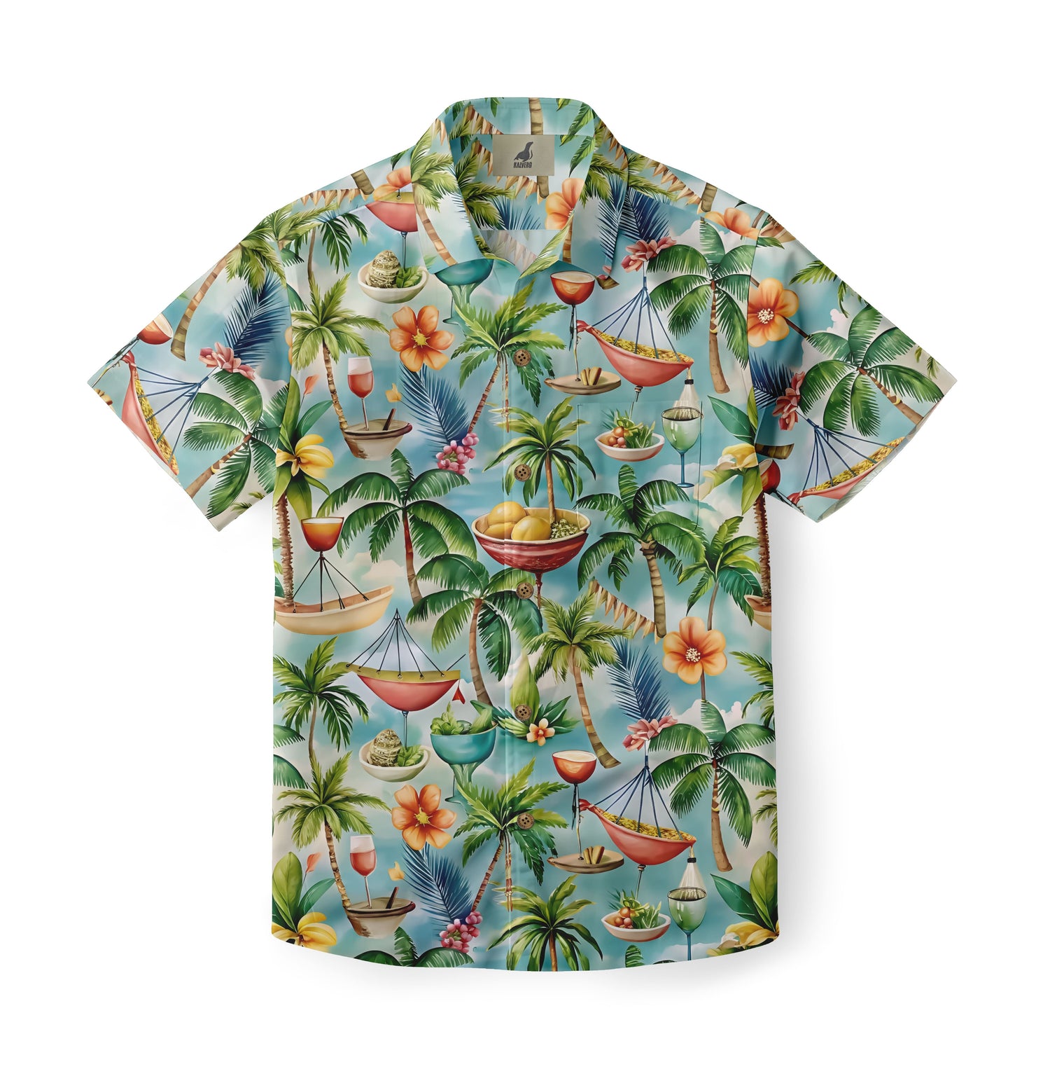 Light Blue Tropical Floral Hawaiian Shirt