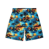 Hawaiian short with a vibrant tropical sunset design.