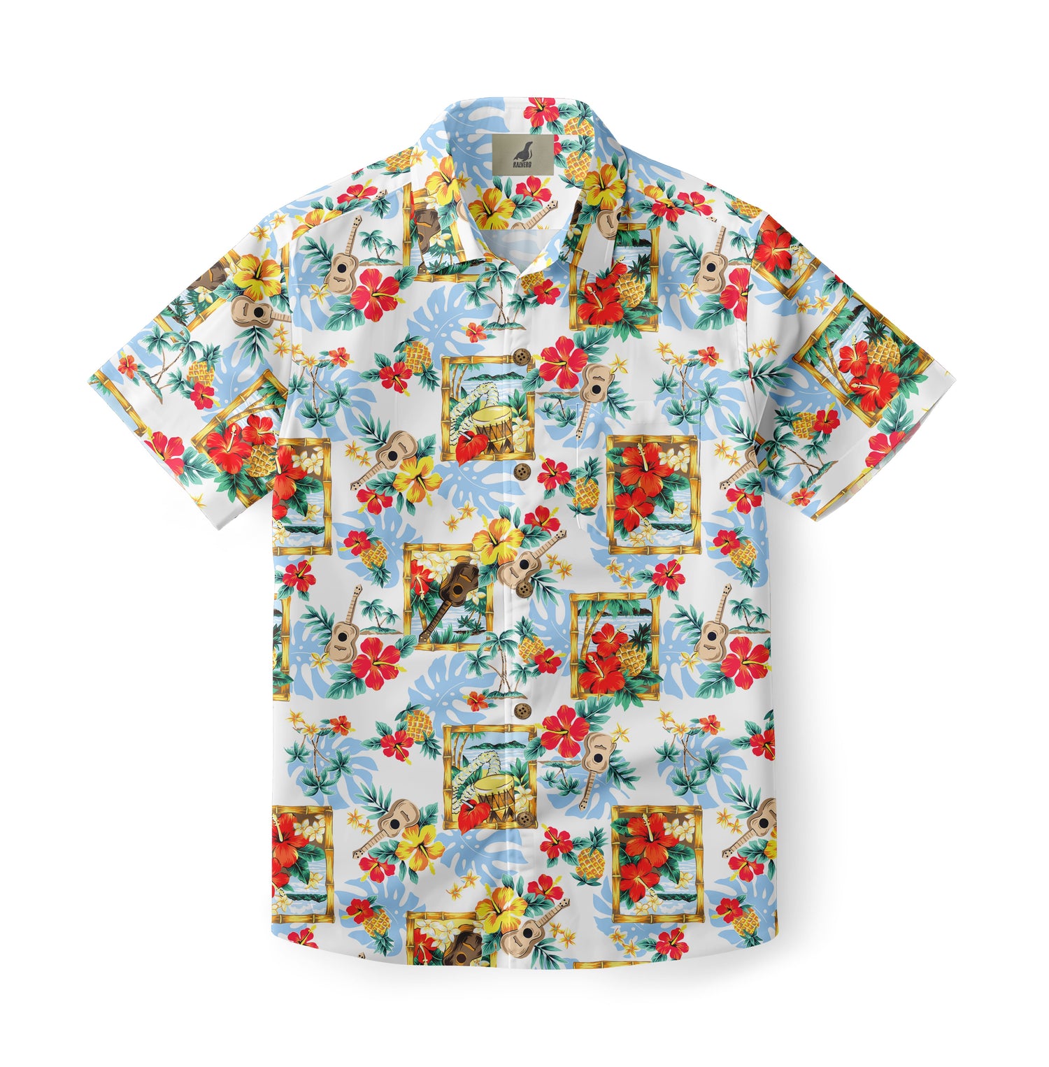 White Tropical Musical Hawaiian Shirt