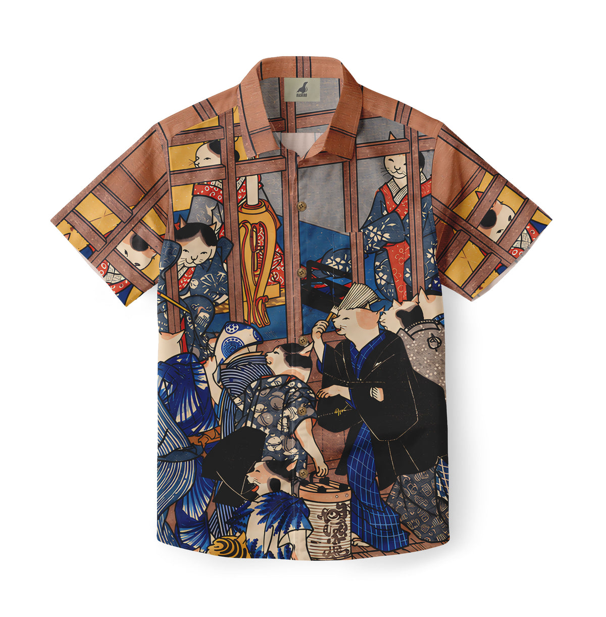 Ukiyo-e Cat Gathering Hawaiian Shirt