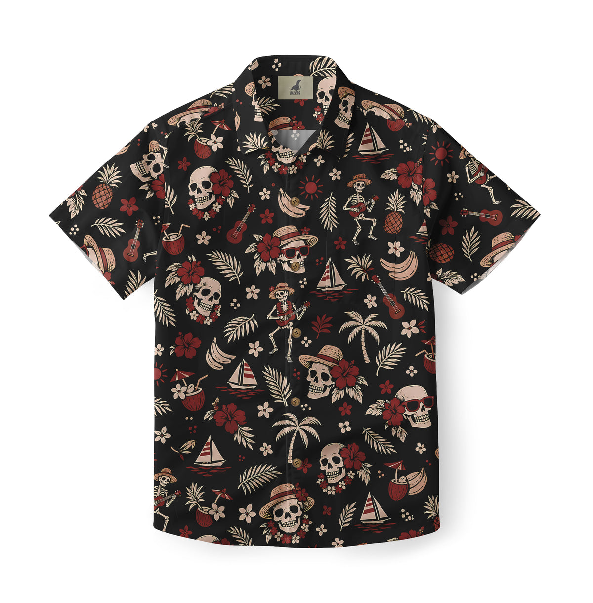 Ukulele Skeleton Luau Hawaiian Shirt