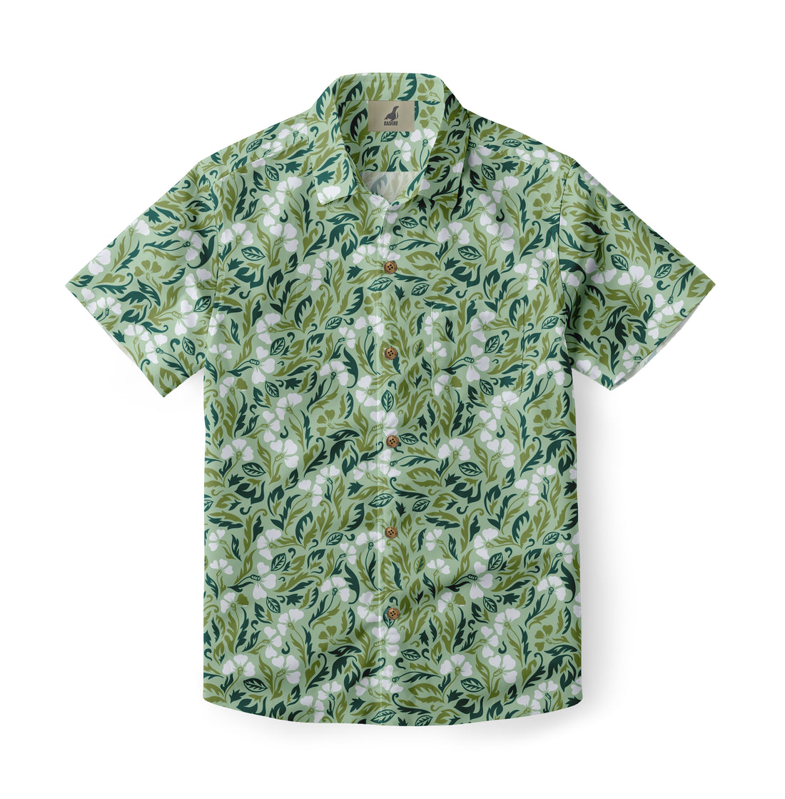 Light Green Tropical Floral Hawaiian Shirt