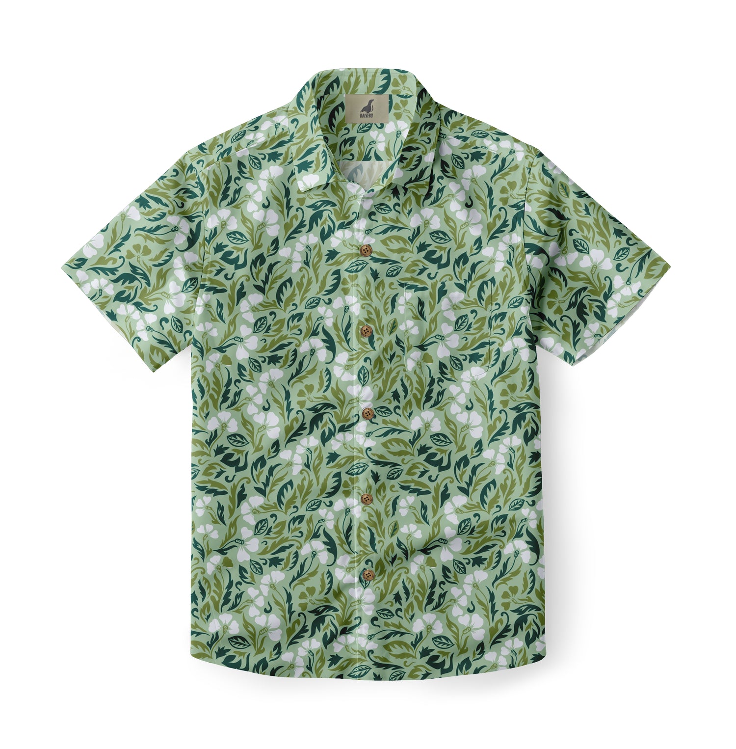 Light Green Tropical Floral Hawaiian Shirt