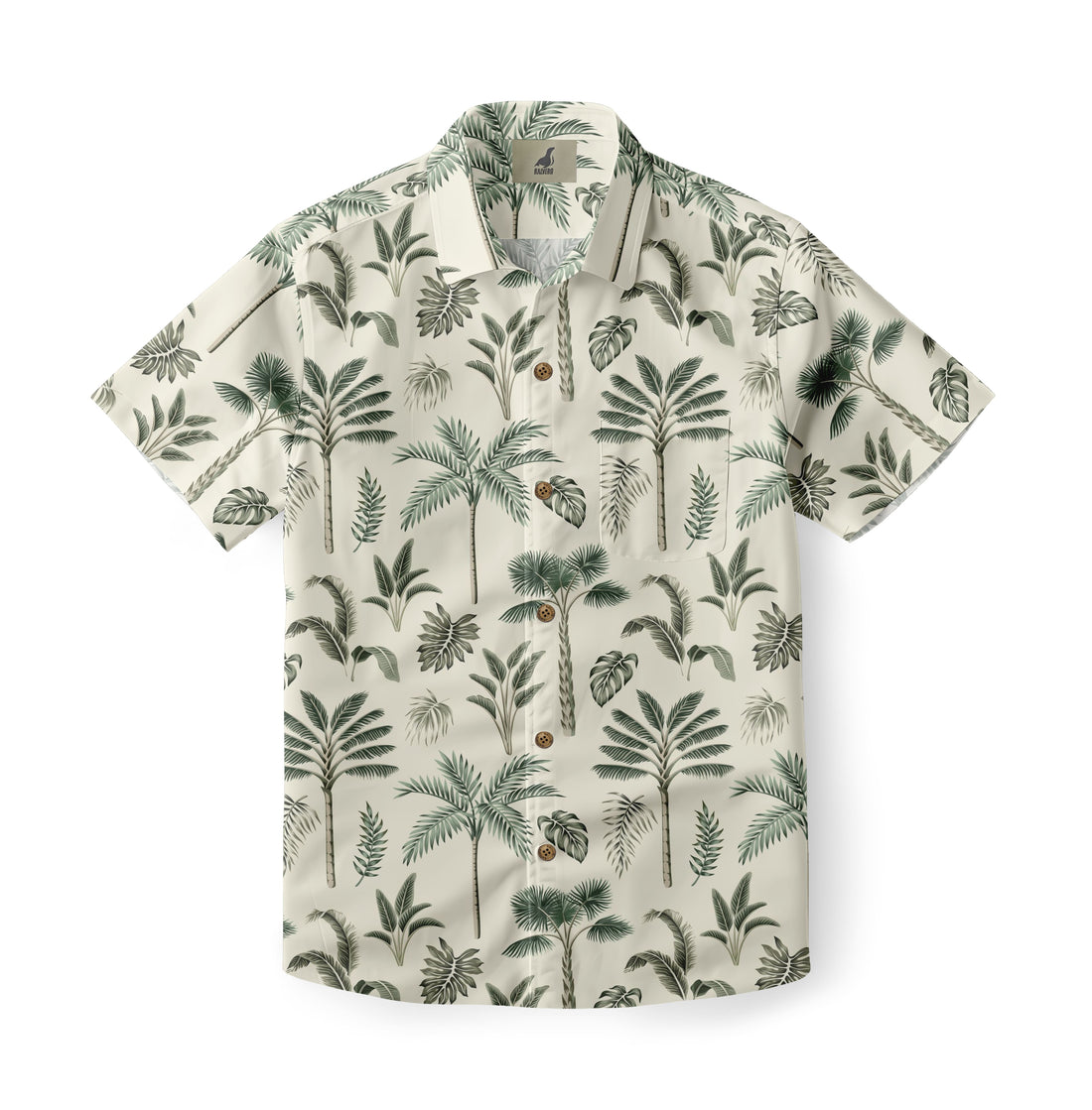 Light Beige Tropical Palm Hawaiian Shirt