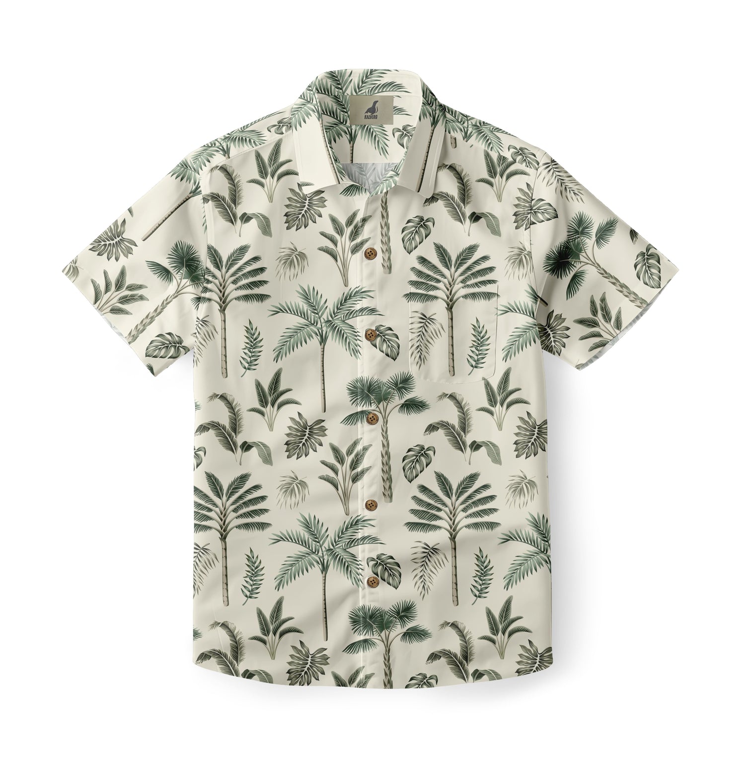 Light Beige Tropical Palm Hawaiian Shirt