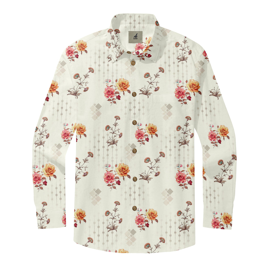 Vintage Rose Garden Camp Long Sleeve Shirts