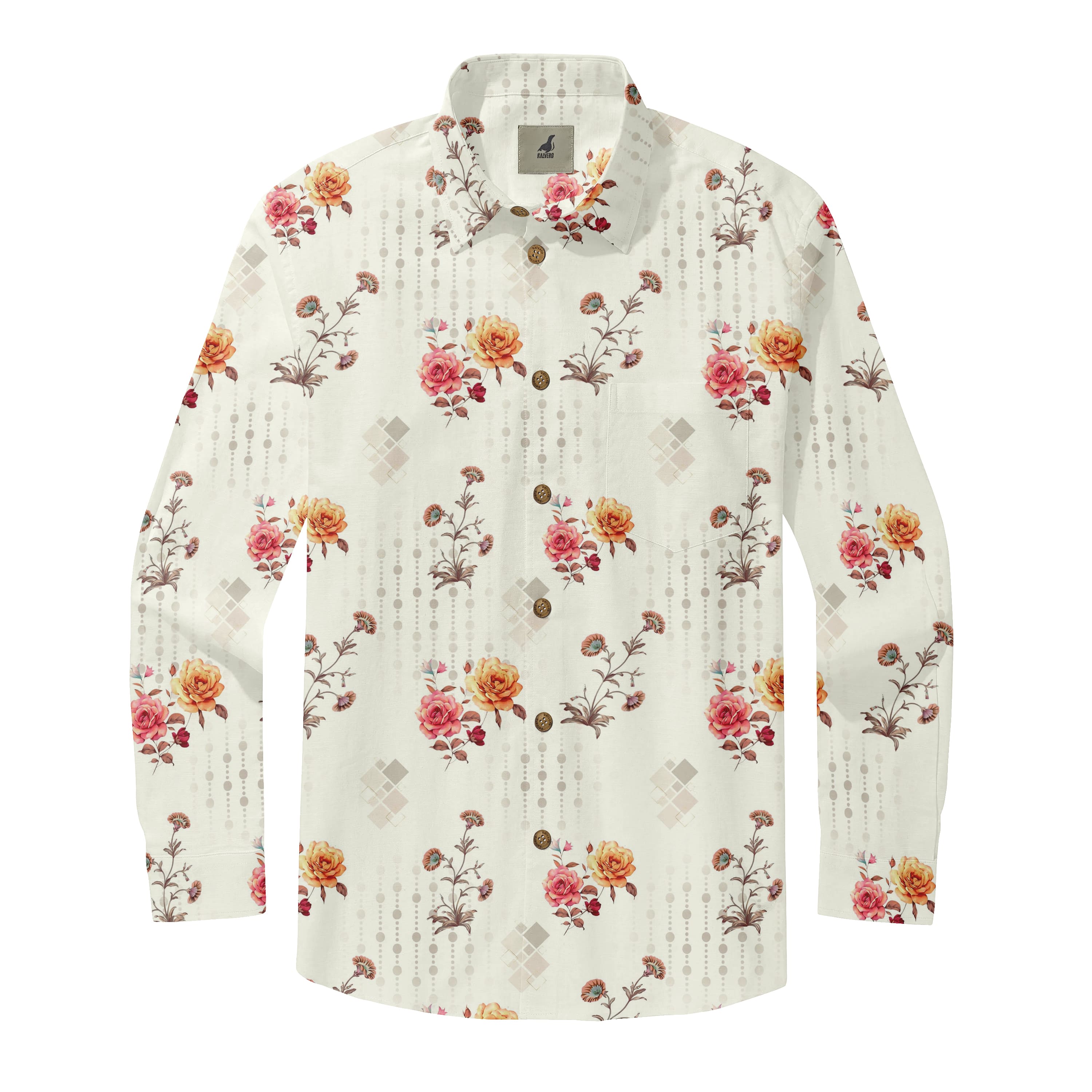 Vintage Rose Garden Camp Long Sleeve Shirts