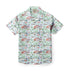Light blue shirt with colorful fish and sea life print.